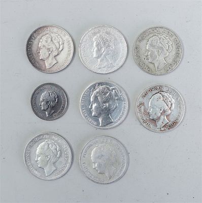 Collection of 1 Guilder Coins – 1908, 1913, 1923, 1929, 1930 and 1931.