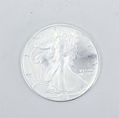 United States, 1 Dollar 1991, silver (31.1 grams).