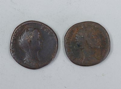 Two Roman imperial coins, minted circa 136 AD.