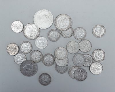 Collection of various silver guilders. Total weight approximately 220 grams.