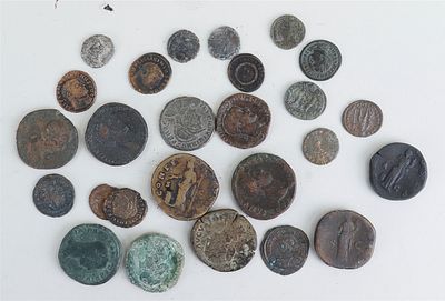Collection of various Roman coins, including Constantine's Gallas, must be seen.