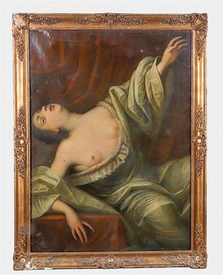 Italian School, Late 17th Century. "Lucretia", oil on canvas, with damage and restorations.