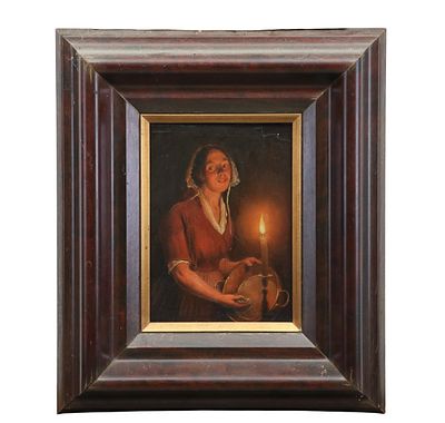 Andreas Franciscus Vermeulen (1821-1884), Servant by Candlelight,oil on paper on panel, various 