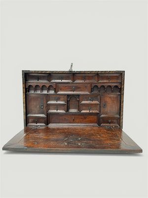 A hand-painted art or collectible cabinet, table model, 18th century. 57 x 46 x 91 cm.