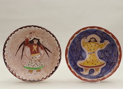 Lot of two Persian earthenware bowls, decorated with figures.
Diam. 25 cm. Lot of two Persian 