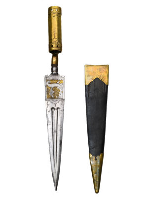 Штык к охотничьему ружью, Европа, 19 век. Длина в ножнах 34,5 см, длина клинка 21 см, ширина 