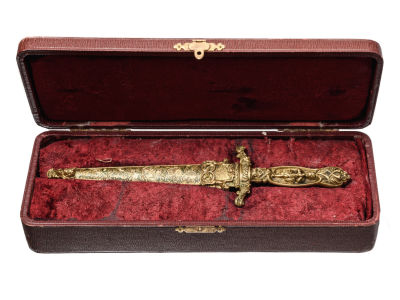 Кинжал-дага, Европа, XIX век. Размеры: длина в ножнах 26 см; общая длина (без ножен) 25,3 см; 