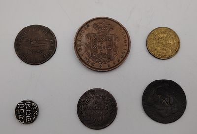 Collection of Interesting World and Colonial Coins to Include 1823 New Brunswick Half Penny 