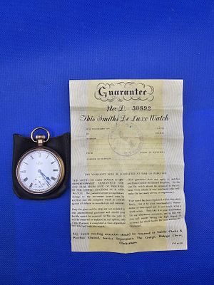 Smiths De Luxe Pocket Watch Gold Plated with Leather Case No 30892