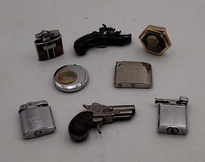 Collection of Mid-20th Century Petrol and Gas Lighters to Include “Tiki-Gala” (Austria), Ronson 