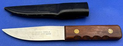 1993 J. Adams Sheffield British Army Survival Knife MOD Broad Arrow Marked With Leather Sheath