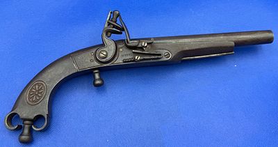 Antique Flintlock Pistol by Bissell marked RHR