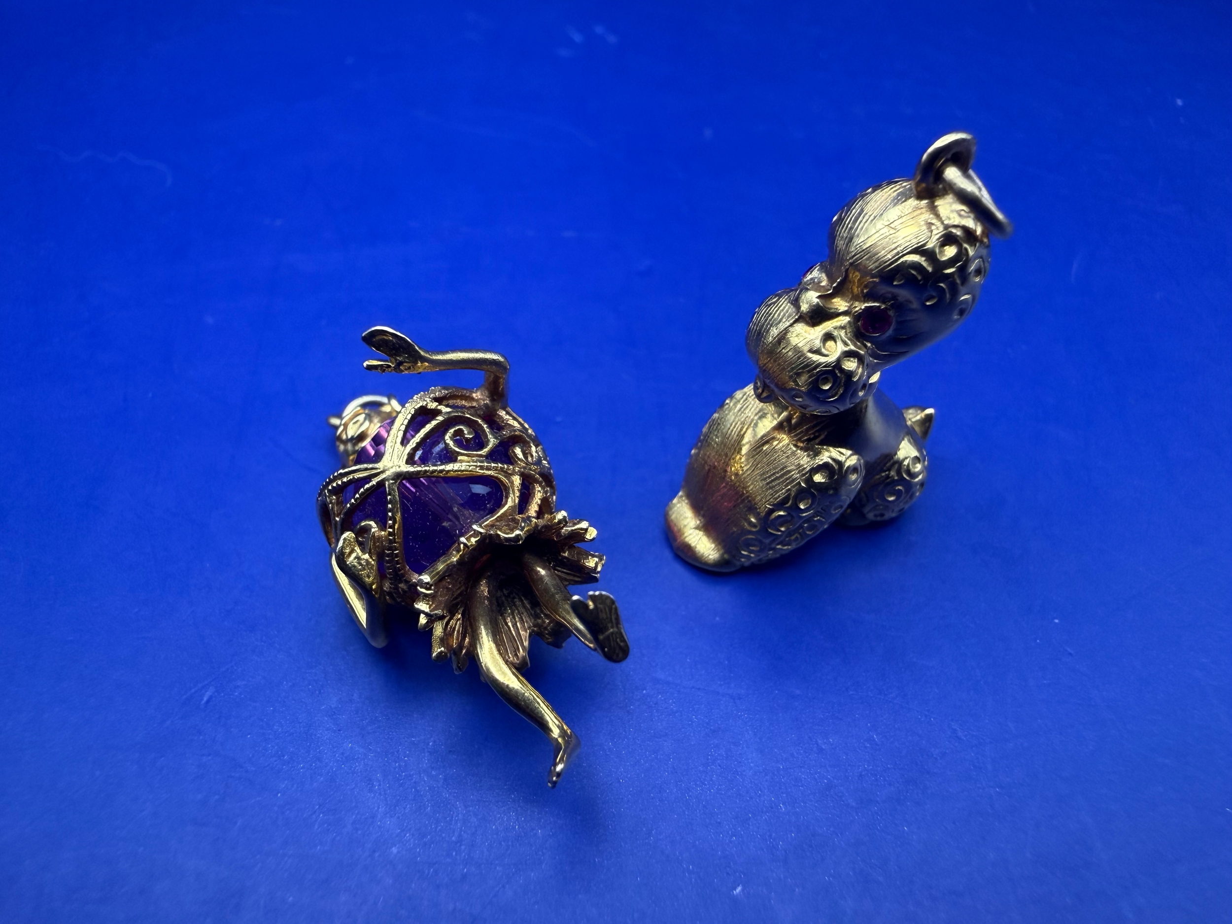 Circa Mid To Late 20th Century Two Hallmarked 9ct Gold Novelty Charms