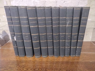 Collection of 11 Bound Volumes of L’Illustration French Illustrated Weekly Magazine, First 