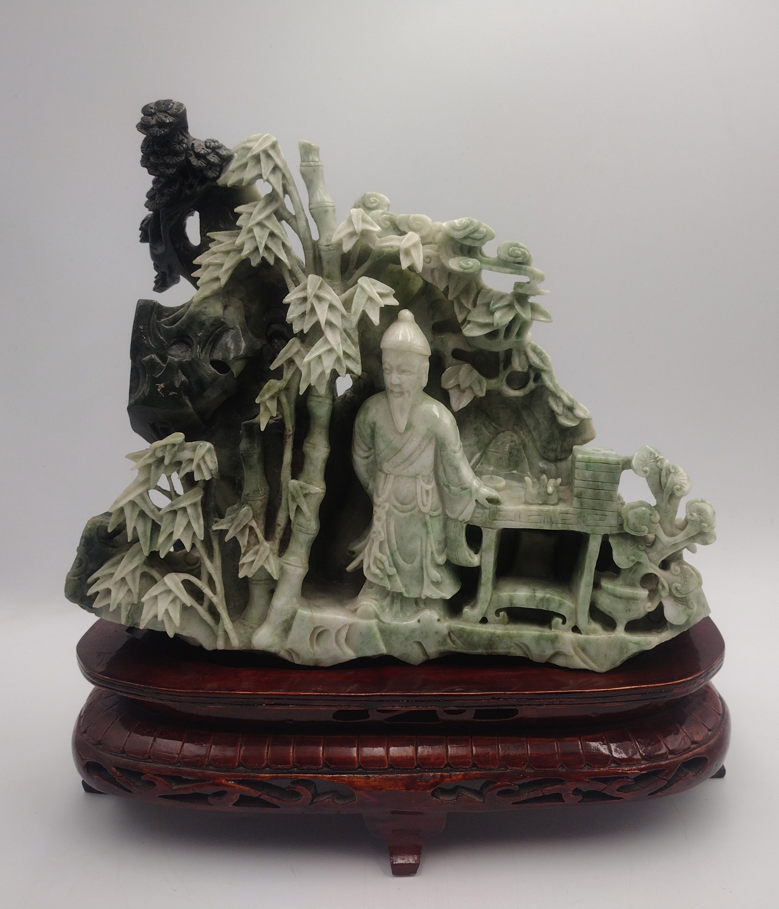 Chinese Carved Dushan / Nanyang Jade Scholar’s Mountain Landscape Group