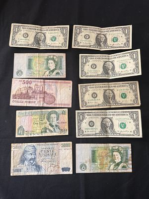 Circa Late 20th To Early 21st Century Collection Of 10 World Banknotes Including Five US One 