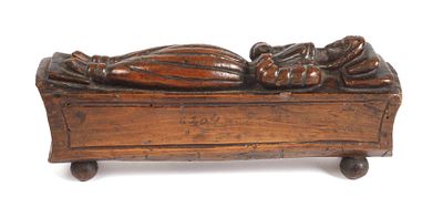 Barockes Memento Mori 18. Jh., ungemarkt, Nussbaum massiv, beschnitzt und dunkel gefasst