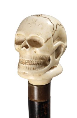 Spazierstock ElfenbeinEnde 19. Jh., figürlich gearbeitetes Griffstück in Form eines
