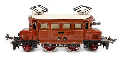 Karl Bub E-Lok Modell 9980/18, 1930er Jahre, gemarkt, Blech handlackiert, braun, Spur 0