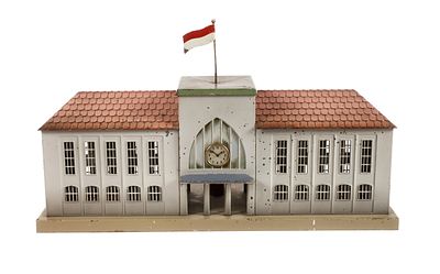 Doll Großstadt-Bahnhof Modell 5/842, um 1930, gemarkt, Blech geprägt und handlackiert