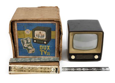 Dux-Kino Kinder-Fernsehgerät TV35 Markes & Co. Lüdenscheid, 1960er Jahre, gemarkt, Zusatz Made