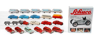 Sammlung Schuco Varianto Modelle20 Stück, um 1950/60, gemarkt, bezeichnet, Patentangabe und