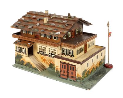 "Haus Wachenfeld" mit Inneneinrichtung1930er Jahre, Holz gesägt und Besatz aus Prägekarton