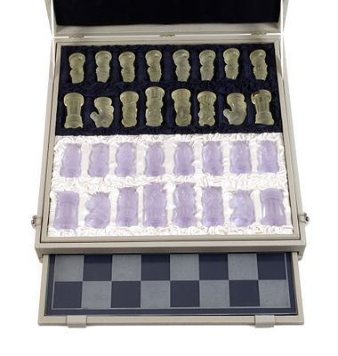 Schachspiel GlasTschechien, 2. Hälfte 20. Jh., gemarkt Bohemia Chrystal, Figuren aus 