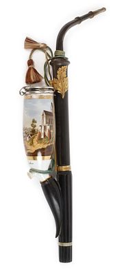 Feine Pfeife mit Ansicht München aus Adelsbesitz1. Hälfte 19. Jh., ungemarkt, bezeichnet Baron 