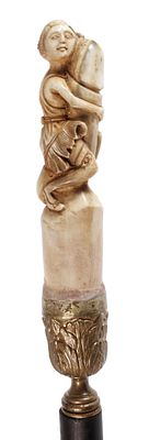 Figürlicher Spazierstock20. Jh., figürlich gearbeitetes Griffstück in Form eines übergroßen 