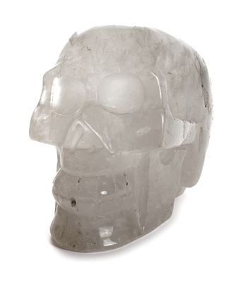 Kristallschädel 20. Jh., aus Bergkristall gestalteter, vollplastisch gearbeiteter menschlicher 