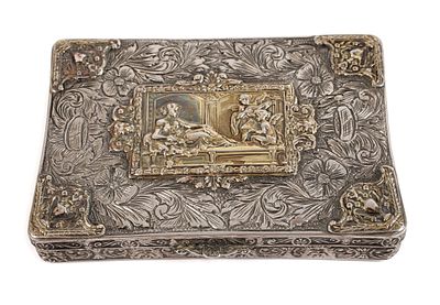 Zigarettenetui Historismuswohl Hanau, um 1900, Silber kaum leserliche Feingehaltsangabe 800? 