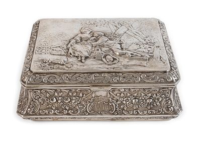 Silberschatulle Historismuswohl Hanau, Ende 19. Jh., Silber gestempelt Halbmond, Krone, 800 