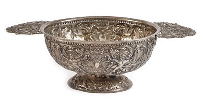 Silberschale Niederlande2. Hälfte 19. Jh., Lion Passant nach rechts mit Nr. 2, Meistermarke 