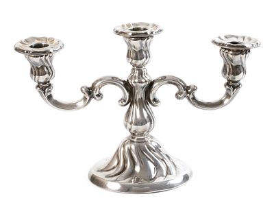 Silber Tafelleuchter im Barockstil1. Hälfte 20. Jh., Silber gestempelt 800, Halbmond, Krone, 