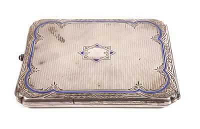 Silber Zigarettendose mit EmailleeinlagenAnfang 20. Jh., Silber gestempelt 935, ungedeutete 