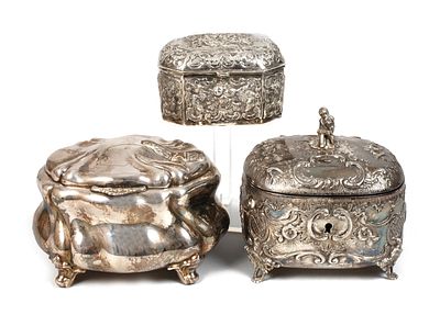 Silber drei Zuckerdosen Ende 19./Anfang 20. Jh., Silber gestempelt 925 sowie 800, verschiedene 