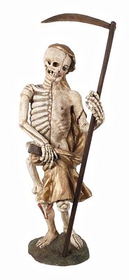 Geschnitztes Memento Mori. Geschnitztes Memento Mori 20. Jh., Holz geschnitzt, mehrfarbig 