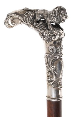 Spazierstock Silber. Spazierstock Silber Ende 19. Jh., mehrfach undeutlich gepunzt 