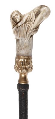 Gerte Erotika. Gerte Erotika neuzeitlich, Griffst&uuml;ck aus Horn, beschnitzt in Form eines sich 