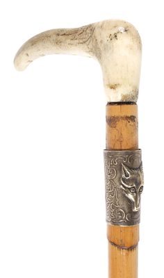 Jagdliche Reitgerte. Jagdliche Reitgerte Anfang 20. Jh., abgekantetes Griffst&uuml;ck aus Hirschhorn 