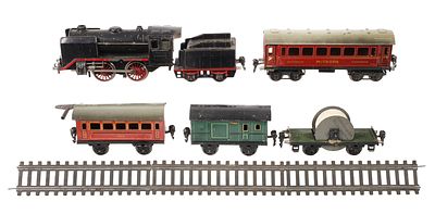 Konvolut M&auml;rklin Eisenbahn. Konvolut M&auml;rklin Eisenbahn um 1935, gemarkt und bezeichnet, Guss 