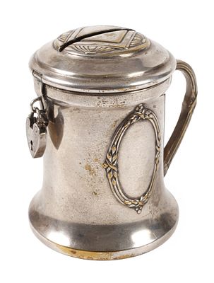 Spardose als Deckelhumpen. Spardose als Deckelhumpen um 1910, Zwei-Turm-Punze und DBE f&uuml;r 