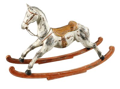 Karussellpferd. Karussellpferd 20. Jh., Holz geschnitzt und farbig gefasst, als Schaukelpferd 