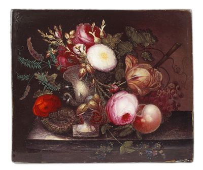 Bildplatte Tafelstillleben Biedermeier. Bildplatte Tafelstillleben Biedermeier wohl England 