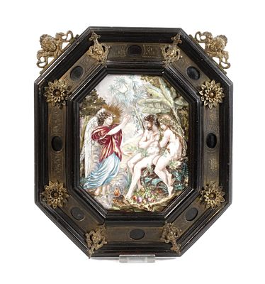Capodimonte Bildtafel Adam und Eva im Paradies. Capodimonte Bildtafel Adam und Eva im 