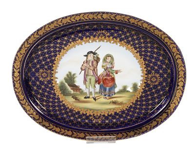 Ovale Prunkplatte im S&egrave;vres-Stil. Ovale Prunkplatte im S&egrave;vres-Stil Gustav Adolf Stulz Stra&szlig;burg 