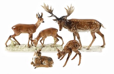 Hutschenreuther Familie Hirsch. Hutschenreuther Familie Hirsch gro&szlig;e Ausf&uuml;hrung der grasenden 