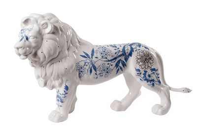 Hutschenreuther gro&szlig;e L&ouml;wenfigur "Blue Style". Hutschenreuther gro&szlig;e L&ouml;wenfigur "Blue Style" 