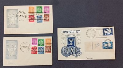 בולי ישראל- קקל, מנהלת עם, שנים מוקדמות 
לוט 3 מכתבים , 2 דואר עברי ואחד דגל עם שובל. 
